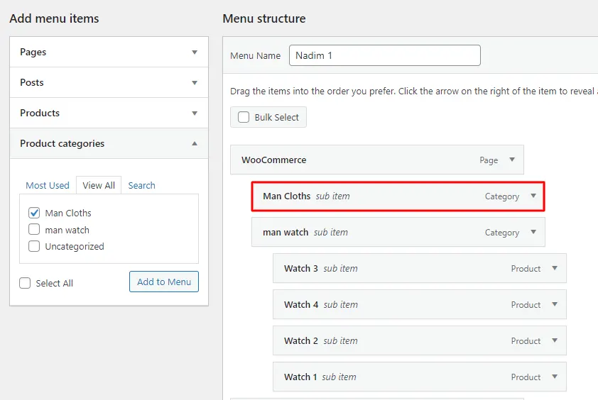 Move product chatagory under the WooCommerce parent menu item