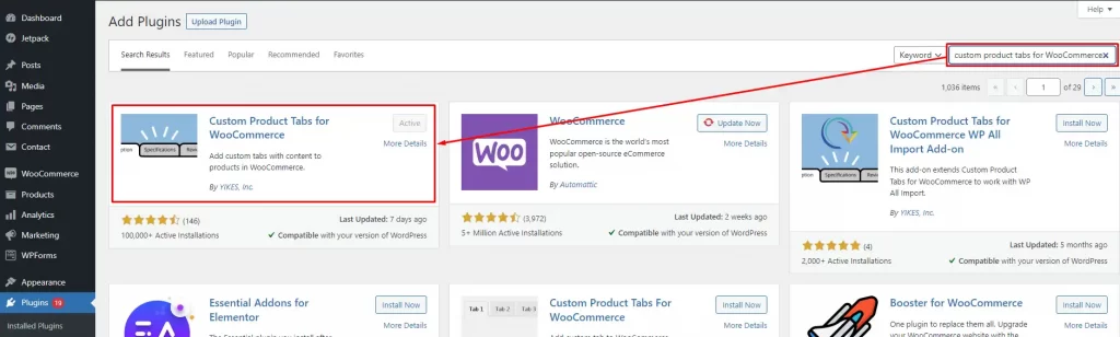 install Custom product tabs for WooCommerce plugin