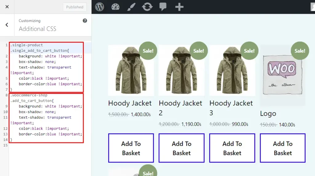 Change add-to-cart button color using custom code