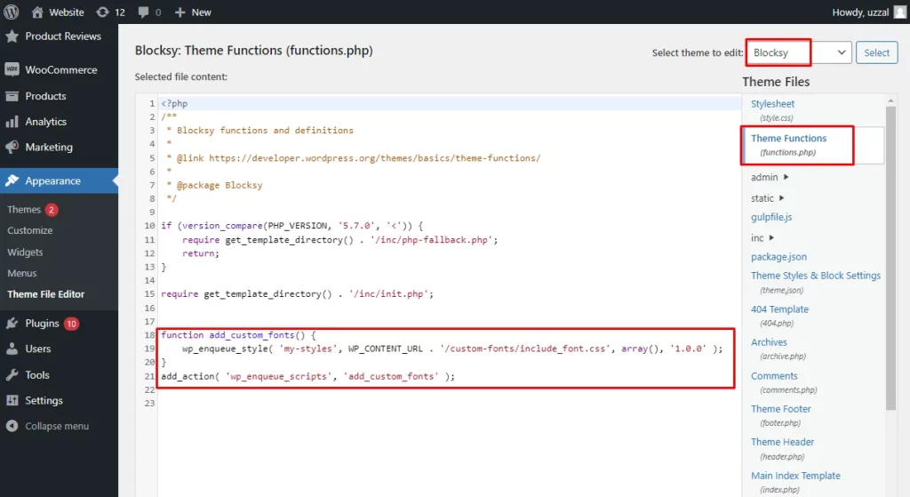 Custom Code in Functions.PHP