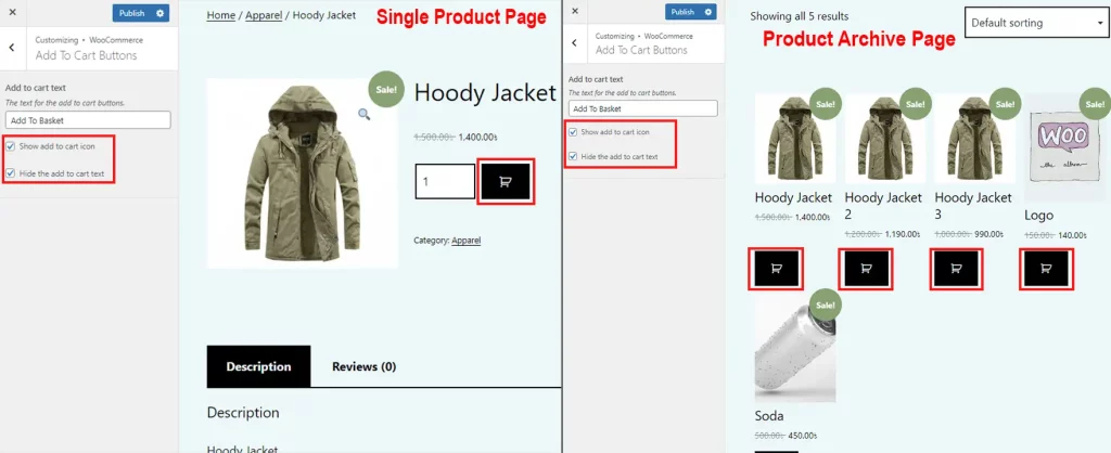 add icon in WooCommerce add-to-cart button